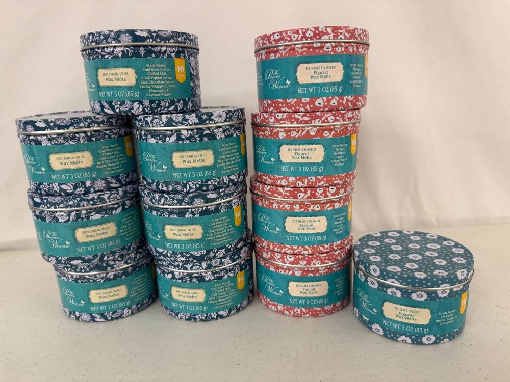 Pioneer Woman Figural Wax Melts Lot of 12 Tins Spicy Cowgirl Coffee Mango New